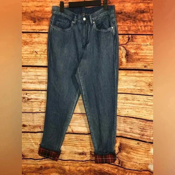 Plaid Cuffed Straight jeans - Picture 3 of 13